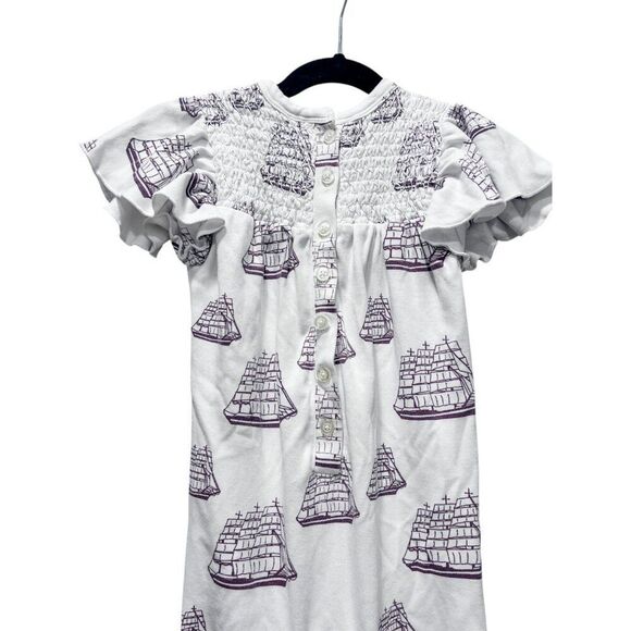 Kate Quinn Smocked Mayflower Ship Thanksgiving Flutter Sleeve Jumpsuit 18-24M - Picture 5 of 6